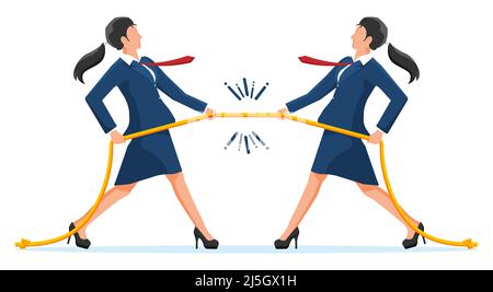Deux femmes d'affaires tirent de corde. Illustration de Vecteur