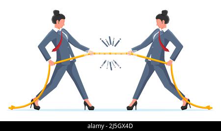 Deux femmes d'affaires tirent de corde. Illustration de Vecteur