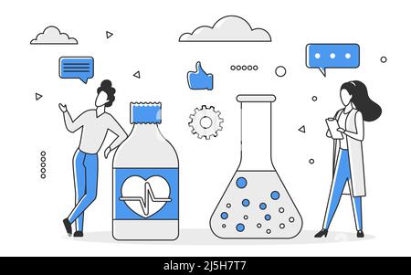 Médecine innovante et nouvelles technologies médicales. Illustration multicolore des médicaments et traitements intelligents pour la santé Illustration de Vecteur