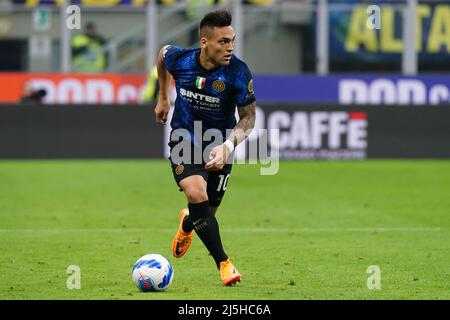 Lautaro Martinez (FC Inter) pendant le championnat italien Serie Un match de football entre le FC Internazionale et AS Roma le 23 avril 2022 au stade Giuseppe Meazza à Milan, Italie - photo Morgese-Rossini / DPPI Banque D'Images