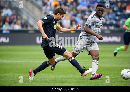 Chester, Pennsylvanie, États-Unis. 23rd avril 2022. Le 23 avril 2022, ALEJANDRO BEDOYA, joueur syndical PA-Philadelphie de Chester (11) en action contre le CF Montréal au parc Subaru, (image de crédit : © Ricky Fitchett/ZUMA Press Wire) Banque D'Images