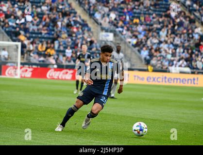 Chester, Pennsylvanie, États-Unis. 23rd avril 2022. Le 23 avril 2022, le joueur de l'Union Chester PA-Philadelphie JESUS BUENO (20) en action contre les FC Montréal au parc Subaru, (image de crédit : © Ricky Fitchett/ZUMA Press Wire) Banque D'Images