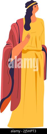 Rome antique ou personnage féminin grec en robe Illustration de Vecteur