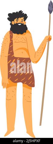 Homme primitif, tribus primitives mâles avec lance Illustration de Vecteur