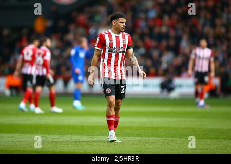 Bramall Lane, Sheffield, Angleterre - 23 avril 2022 Morgan Gibbs-White (27) de Sheffield United - pendant le match Sheffield United contre Cardiff City, Sky Bet Championship 2021/22, Bramall Lane, Sheffield, Angleterre - 23 avril 2022 crédit: Arthur Haigh/WhiteRosePhotos/Alay Live News Banque D'Images