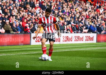 Bramall Lane, Sheffield, Angleterre - 23 avril 2022 Morgan Gibbs-White (27) de Sheffield United - pendant le match Sheffield United contre Cardiff City, Sky Bet Championship 2021/22, Bramall Lane, Sheffield, Angleterre - 23 avril 2022 crédit: Arthur Haigh/WhiteRosePhotos/Alay Live News Banque D'Images