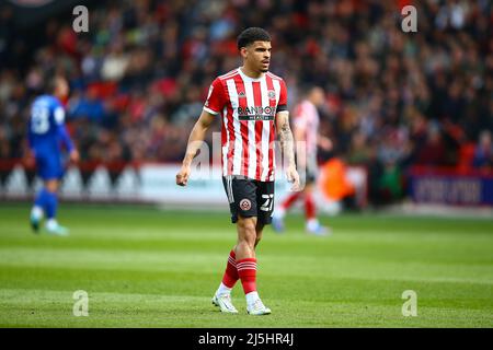 Bramall Lane, Sheffield, Angleterre - 23 avril 2022 Morgan Gibbs-White (27) de Sheffield United - pendant le match Sheffield United contre Cardiff City, Sky Bet Championship 2021/22, Bramall Lane, Sheffield, Angleterre - 23 avril 2022 crédit: Arthur Haigh/WhiteRosePhotos/Alay Live News Banque D'Images