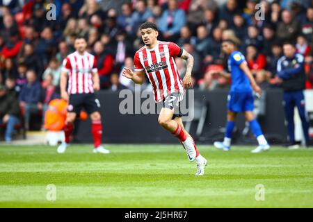 Bramall Lane, Sheffield, Angleterre - 23 avril 2022 Morgan Gibbs-White (27) de Sheffield United - pendant le match Sheffield United contre Cardiff City, Sky Bet Championship 2021/22, Bramall Lane, Sheffield, Angleterre - 23 avril 2022 crédit: Arthur Haigh/WhiteRosePhotos/Alay Live News Banque D'Images