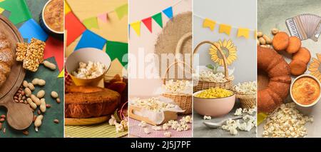 Collage de plats traditionnels savoureux pour Festa Junina (Festival de juin) Banque D'Images