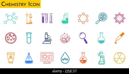 Icônes de vecteur de chimie colorées sur fond blanc Illustration de Vecteur