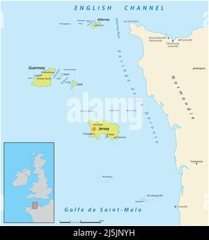 carte vectorielle des îles du canal anglais dans le canal anglais Illustration de Vecteur