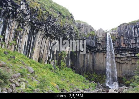 Svartifoss, cascade islandaise, également appelée cascade noire. Banque D'Images