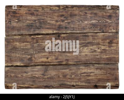 Ancienne planche en bois isolée sur fond blanc Banque D'Images