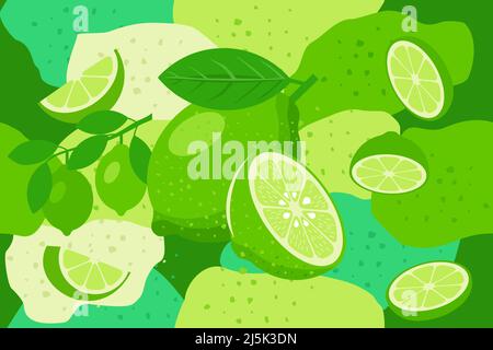 Fond de conception vectoriel abstrait à motif transparent et éléments lime Illustration de Vecteur