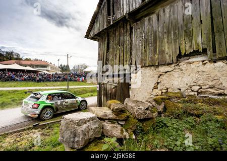 23 GRYAZIN Nikolay (raf), ALEKSANDROV Konstantin (raf), Toksport WRT 2, Skoda Fabia Evo, action pendant le rallye Croatie 2022, 3rd tour du Championnat du monde de voitures de rallye WRC 2022, du 21 au 24 avril 2022 à Zagreb, Croatie - photo Nikos Katikis / DPPI Banque D'Images