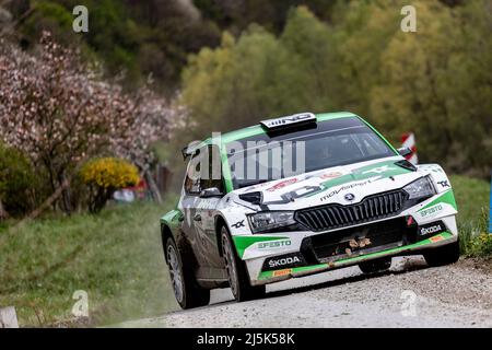 23 GRYAZIN Nikolay (raf), ALEKSANDROV Konstantin (raf), Toksport WRT 2, Skoda Fabia Evo, action pendant le rallye Croatie 2022, 3rd tour du Championnat du monde de voitures de rallye WRC 2022, du 21 au 24 avril 2022 à Zagreb, Croatie - photo Nikos Katikis / DPPI Banque D'Images