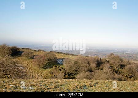 Vue de Moor Lane à Lyme Handley près du parc de Lyme un jour d'hiver Cheshire Angleterre Banque D'Images