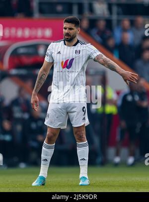 Aleksandar Mitrovic de Fulham lors du match de championnat Sky Bet au stade Vitality, à Bournemouth. Date de la photo: Samedi 23 avril 2022. Banque D'Images