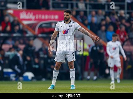 Aleksandar Mitrovic de Fulham lors du match de championnat Sky Bet au stade Vitality, à Bournemouth. Date de la photo: Samedi 23 avril 2022. Banque D'Images