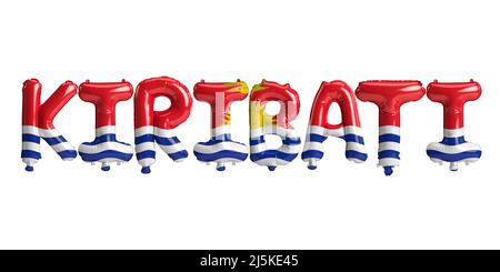 3D illustration de ballons de lettre de Kiriatti avec des drapeaux de couleur isolée sur blanc Banque D'Images