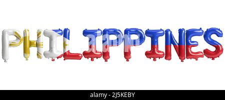 3D illustration de ballons de lettre philippine avec des drapeaux de couleur isolée sur blanc Banque D'Images