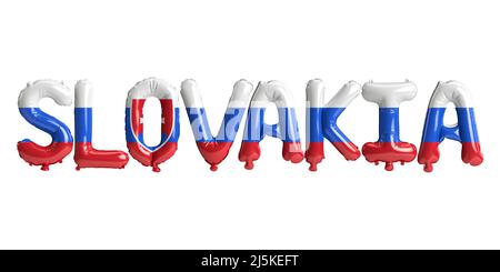 3D illustration de ballons de Slovaquie-lettre avec des drapeaux de couleur isolée sur blanc Banque D'Images