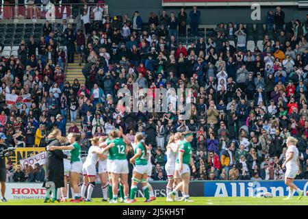 Leicester, Royaume-Uni. 24th avril 2022. Sifflet final lors du match des six nations de TikTok Womens entre l'Angleterre et l'Irlande au stade Mattioli Woods Welford Road à Leicester, en Angleterre. Marcelo Poletto/SPP crédit: SPP Sport Press photo. /Alamy Live News Banque D'Images