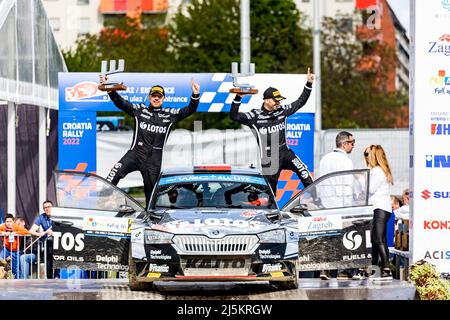 Zagreb, Croatie. 24th avril 2022. KAJETANOWICZ Kajetan (Pol), Skoda Fabia Evo, portrait SZCZEPANIAK Maciej (Pol), Skoda Fabia Evo, portrait lors du rallye Croatie 2022, 3rd tour du Championnat du monde de voitures de rallye 2022 de la WRC, du 21 au 24 avril 2022 à Zagreb, Croatie - photo Nikos Katikis/DPPI/DPPI crédit en direct: DPPI Banque D'Images