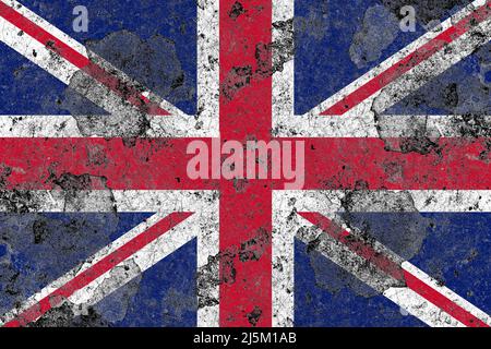 Drapeau britannique sur une ancienne surface de mur en béton endommagée Banque D'Images