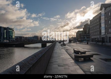 Dublin City cobble et liffey et le canal ringsend Banque D'Images