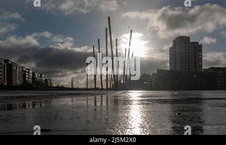 Dublin City cobble et liffey et le canal ringsend Banque D'Images