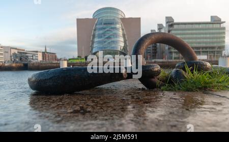 Dublin City cobble et liffey et le canal ringsend Banque D'Images