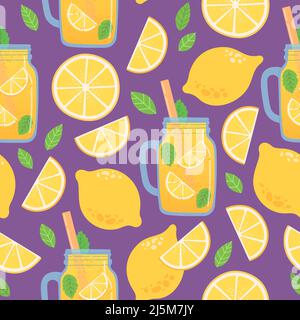 Motif d'été sans couture citron et limonade, vecteur Illustration de Vecteur