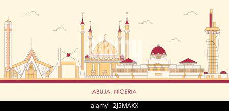 Caricature panorama Skyline de la ville d'Abuja, Nigeria - illustration vectorielle Illustration de Vecteur