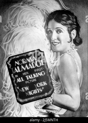 Exposition de cinéma peinte à la main pour NORMA TALMADGE dans sa première photo tout parlant NEW YORK NUITS 1929 réalisateur LEWIS MILESTONE play Tin Pan Alley par Hugh Stanislaus Stange A Joseph M. Schenck production / United Artists Banque D'Images