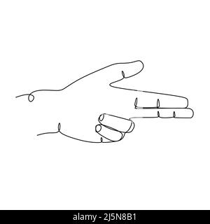 Illustration vectorielle de dessin de ligne continue. Lettre U signe et symbole des gestes de la main. Ligne de mise en plan continue unique. Dessin d'art à la main Illustration de Vecteur