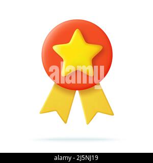 3D Médaille du gagnant avec ruban. Illustration de Vecteur