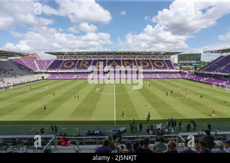 Orlando, FL : une vue générale du terrain avant un match MLS entre Orlando City et les Red Bulls de New York, le dimanche 24 avril 2022, à Explora St Banque D'Images