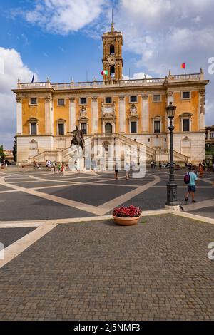 Colline de Capitoline à Rome, Italie, Palazzo Senatorio (Palais Senatorial) sur la place de la ville Piazza del Campidoglio. Banque D'Images