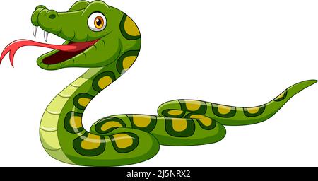 Cartoon serpent vert sur fond blanc Illustration de Vecteur