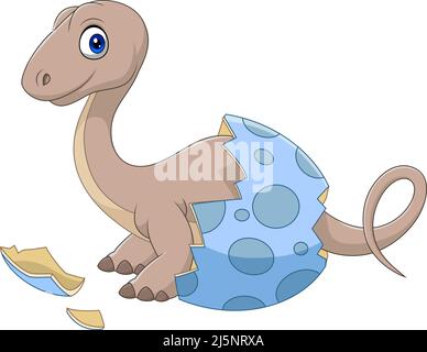 Dessin animé bébé dinosaure éclosion de l'oeuf Illustration de Vecteur