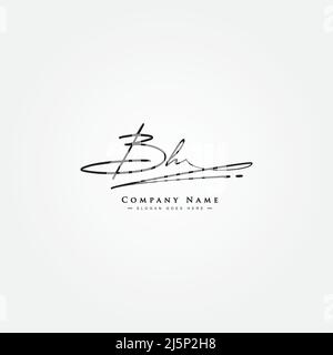 Lettre initiale logo BH - Signature manuscrite logo - modèle de logo Vector pour les noms d'entreprise initiales dans le style Signature Illustration de Vecteur