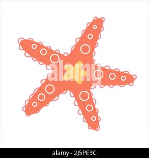 Icône d'été Starfish dessinée à la main dans un style Doodle. Illustration vectorielle Illustration de Vecteur