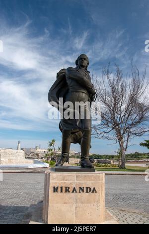 Statue de Francisco de Miranda, située sur la Malecón à la Havane, Cuba. Banque D'Images