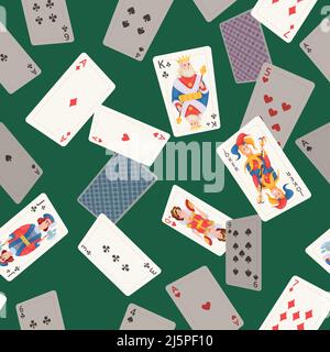 Motif de cartes à jouer. Casino poker jeu symboles textile design images exact vecteur sans couture fond de couleur Illustration de Vecteur
