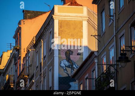 « Fin de la piste » peint sur un mur dans le quartier de Lapa à Lisbonne Banque D'Images