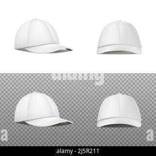 icône vecteur réaliste. Casquette sport blanche à l'avant et sur les côtés. Casquette de baseball Mockup. Illustration de Vecteur