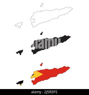 Timor oriental carte sur fond blanc. Contour noir carte du Timor oriental. style plat. Banque D'Images