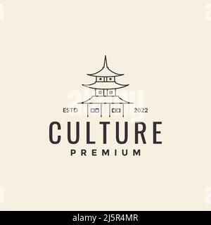 culture home ligne japon logo design vecteur graphique symbole icône illustration idée créative Illustration de Vecteur