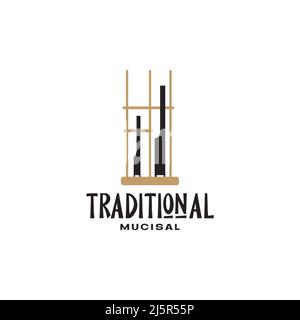 Angklung instrument de musique bambou indonésie logo design vecteur symbole graphique icône illustration idée créative Illustration de Vecteur